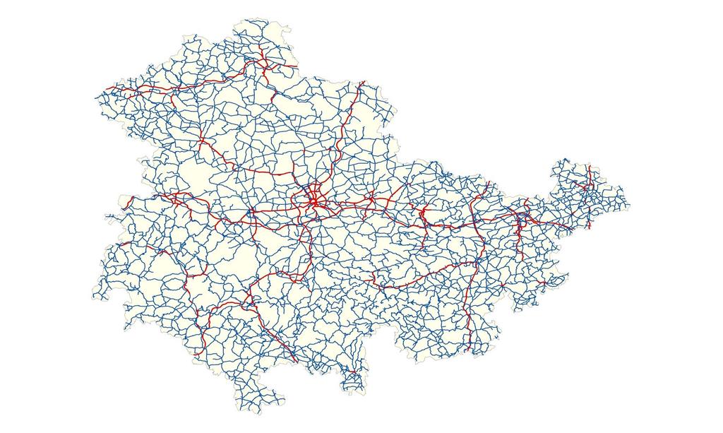 Straßennetz Thüringen 2017