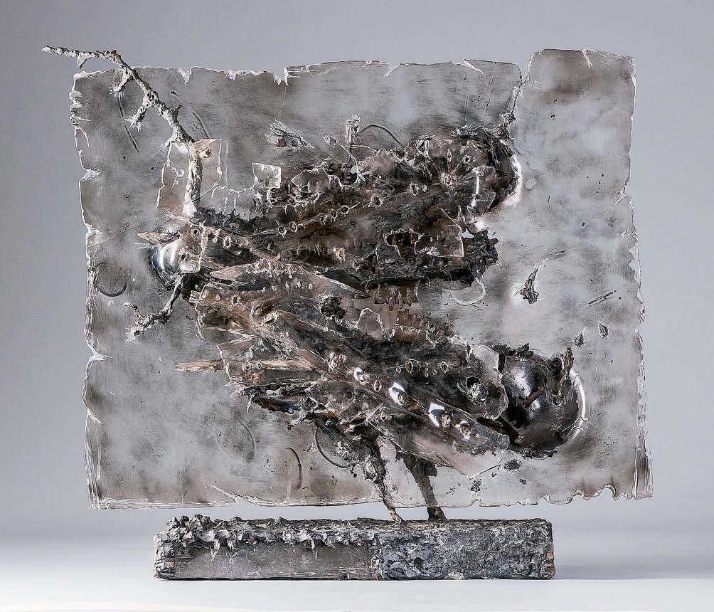 xo/61 Reliefplastik, 1961 Stein, Bronze, Glas 78 86 19 cm Bildnerische Problemideen entstehen im bildnerischen Evolutionsprozess Am Ausgangspunkt von Paul Reichs bildnerischem Schaffen steht die