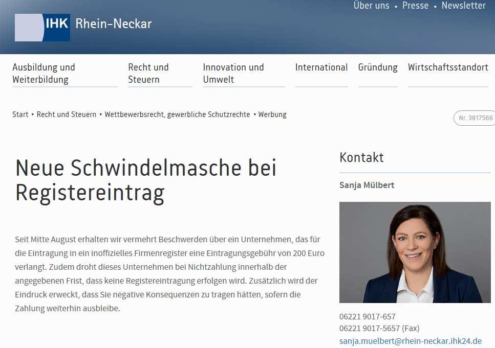 Mehr Informationen Internet: Homepage der IHK www.rhein-neckar.ihk24.