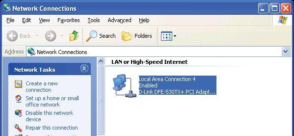Microsoft Windows XP: Klicken Start, klicken Sie anschließend mit der rechten Maustaste auf Netzwerkumgebung, wählen Sie Eigenschaften, und doppelklicken