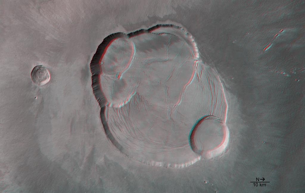 Gipfelcalderen des Olympus Mons 6 Calderen von 72