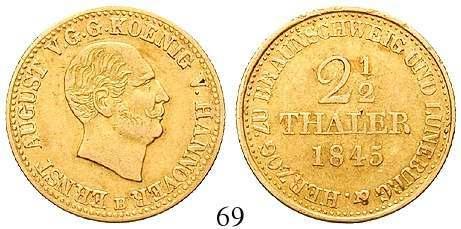 ss-vz 1.700,- 69 2 1/2 Taler 1845, B. 3,27 g. Gold. Friedb.1178; Schl.406.