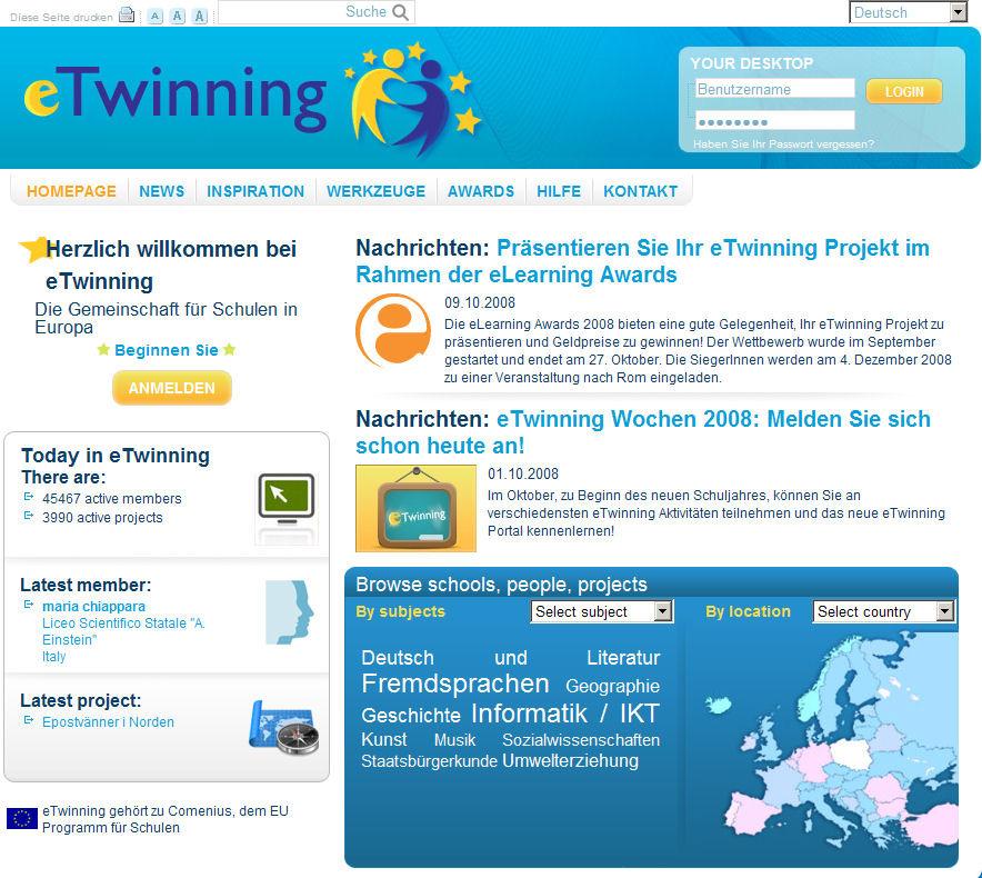 Das europäische Webportal www.etwinning.