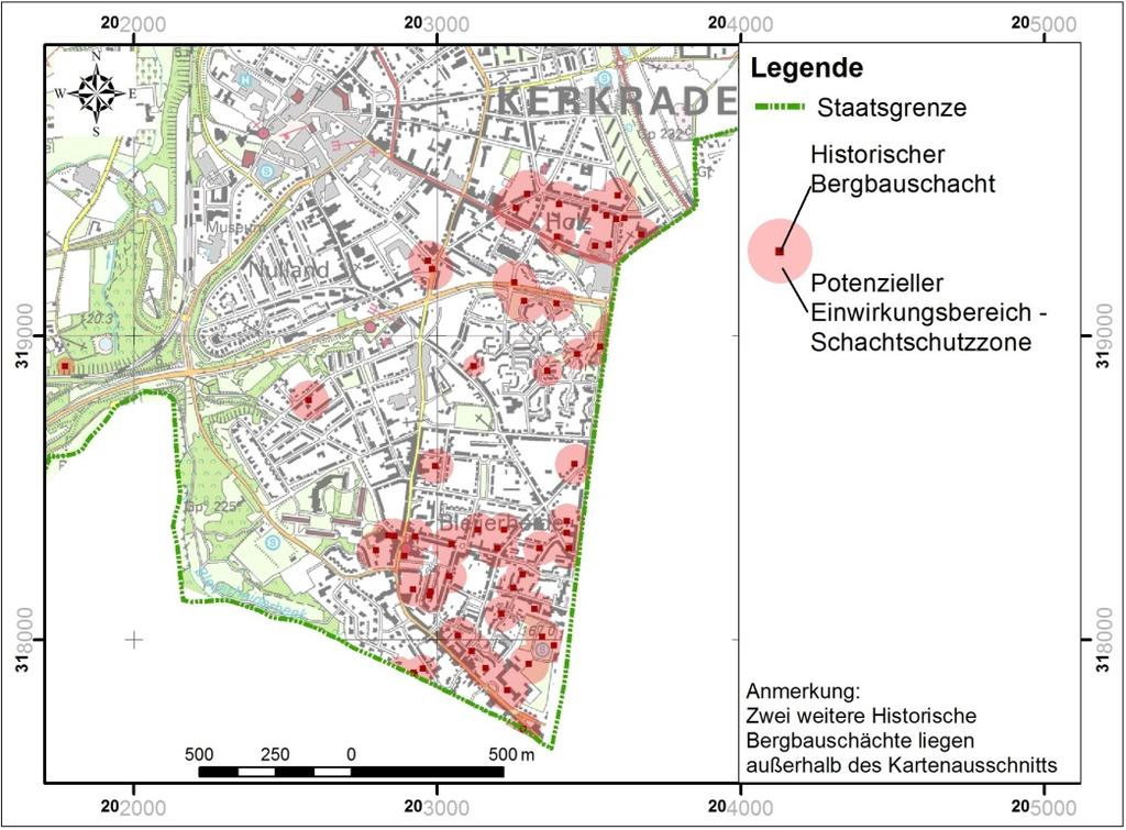 Abb. 9: Historische Schächte des Altbergbaus in Kerkrade mit Schachtschutzzonen 6.