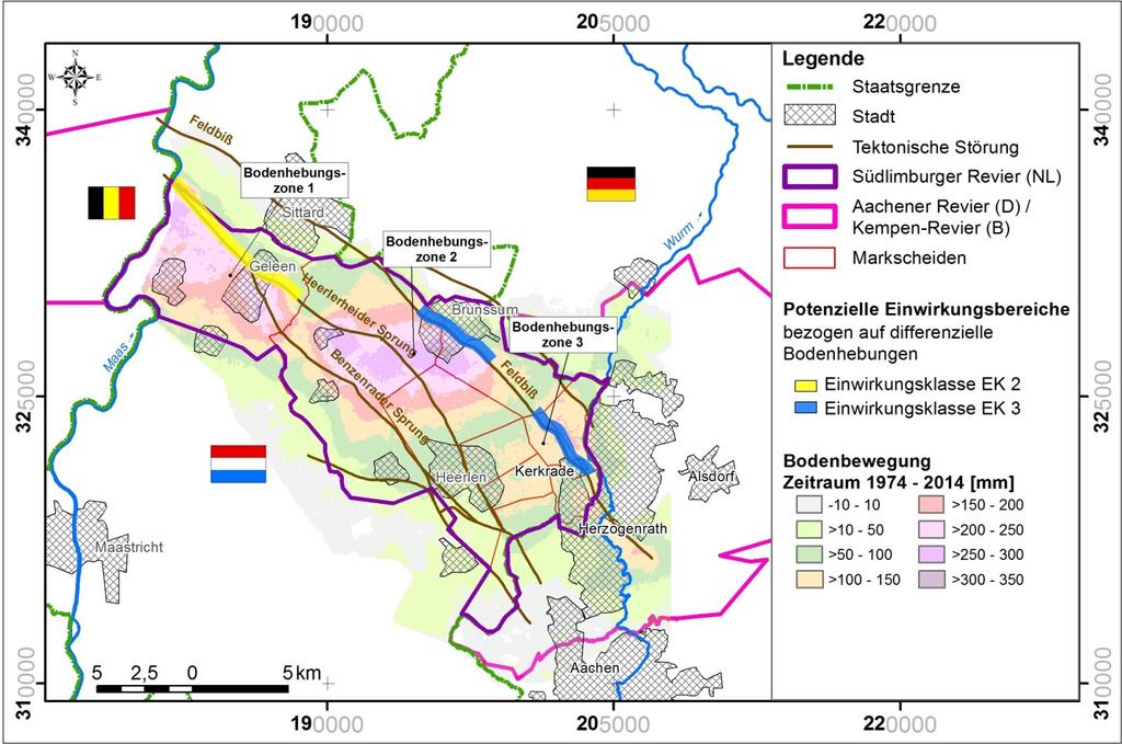 ten (InSAR) für das Projektgebiet und die angrenzenden Bereiche von Belgien und Deutschland zusammengestellt und ausgewertet.