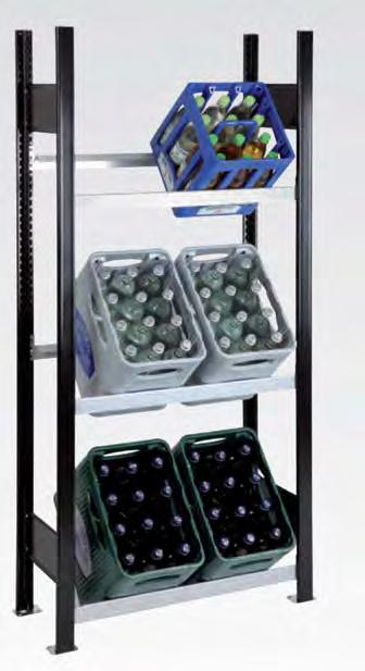 Spezialregale Weinregale Lagertechnik 60 kg Fachlast für alle gängigen Getränkekisten einseitig nutzbar Eigenschaften zur schrägen Lagerung von