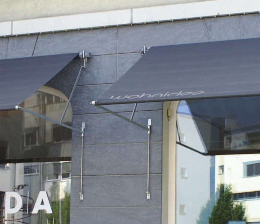 L SUNLUX 6400 Wohnidee Stadelmann Cham Crédit Suisse Zürich Store mit höhenverstellbaren Ausstellarmen und Gasdruckelementen Oberfläche Standard: verzinkt Fassade,