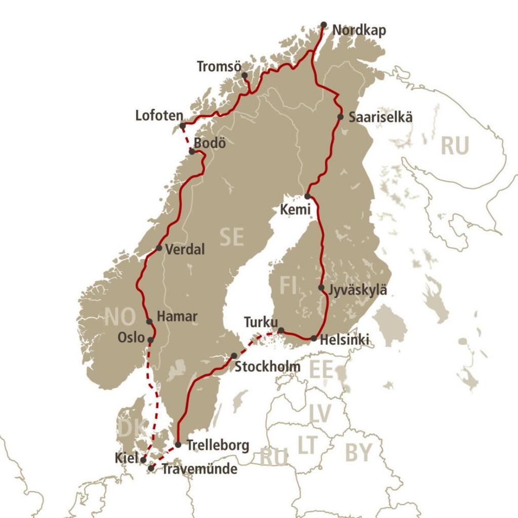Durch ein waldreiches Gebiet, vorbei an mehreren Seen, geht es weiter nach Norden an den lieblichen Mjösa, den größten See des Landes und Heimat des Radschaufeldampfers Skibladner.