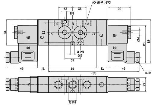 Abmessungen entsprechen den funktionsgleichen KN-05-Ausführungen. Elektrische Daten siehe Seite 6. Elektrisch betätigtes Kolbenschieber-Ventil für doppeltwirkende Drehantriebe.