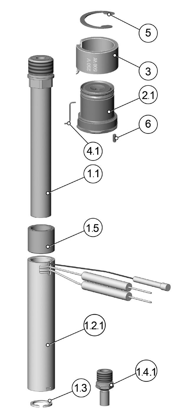 10.11.8 Montage Düse 06S Serie Für rbeiten an der Düse (mit montiertem Düsenkopf), darf die Düse nicht ohne Verwendung des Werkzeugs, Halter (2) in einen Schraubstock eingespannt werden. os.