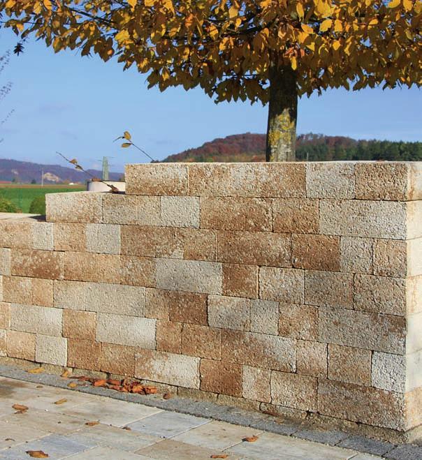 BETONURA ist auch ein vollwertiges Mauersystem für Stützmauern oder aufgehendes Mauerwerk.