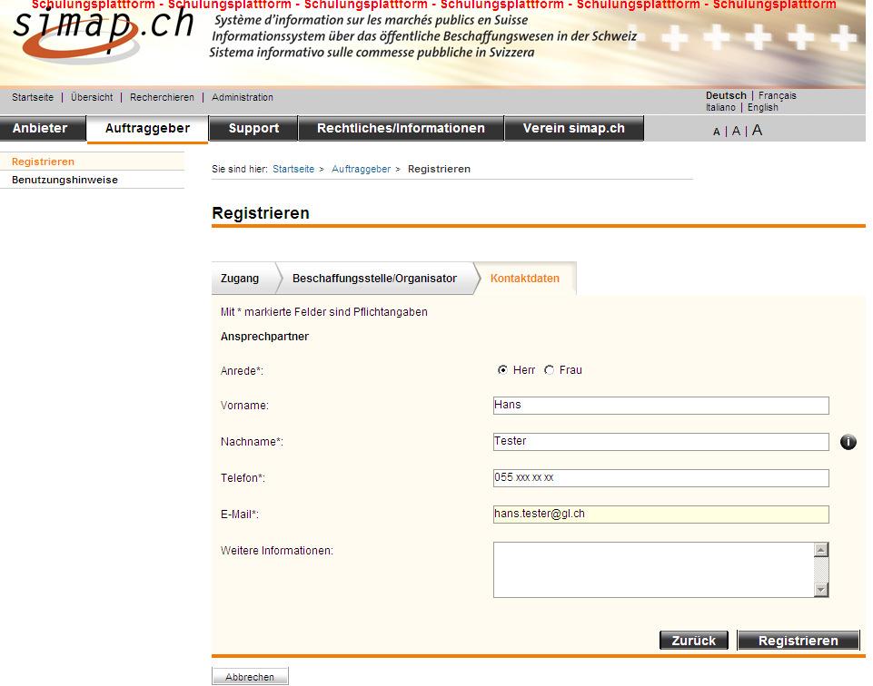 Profil vom simap-administrator (simap Kompetenzzentrum Glarus) geprüft und