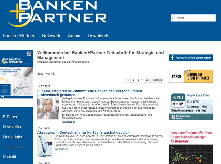 Das Portal für die Finanzwirtschaft Factsheet Banken + Partner bankenundpartner.de bankenundpartner.de ist das Onlinenagebot der Finanzzeitschrift Banken + Partner.
