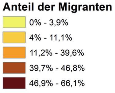 Migranten Quelle: Migrationsdatenbank der Stadt Osnabrück Neben den bisher beschriebenen demograﬁschen Merkmalen der Zugewanderten Osnabrücker sind auch Kennzahlen von Interesse, die die soziale Lage