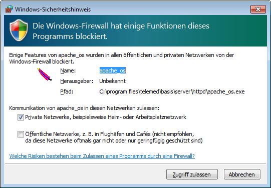 : Windows 7 Firewall) Sollte auf Ihrem PC eine Firewall gestartet sein, so müssen Sie den
