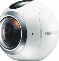 SAMSUNG Gear 360 360 -Kamera Bedienung durch aktuelle Samsung Galaxy Modelle möglich Dual F2.0-Blende und -Fischaugenlinse Staub- und spritzwassergeschützt b) Art.