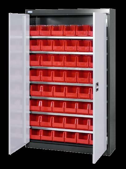 Behälter- und Grossraumschränke 1000 x 300 Behälterschrank mit 48 Lagersichtbehälter Behälterschrank mit 60