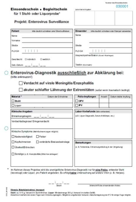 Polioeradikation in Deutschland Münster Hannover Berlin Potsdam Dresden Patient mit Verdacht auf 1. aseptische M/E 2.
