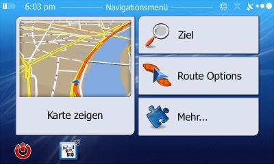Startseite: das Navigationsmenü Nach der anfänglichen Einrichtung wird bei jedem Start der Software das Navigationsmenü aufgerufen.