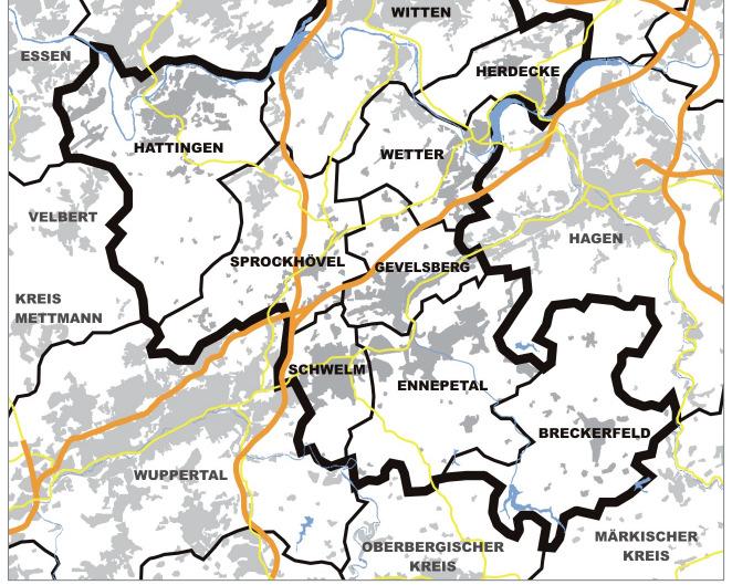 Mit der letzen Gebietsreform 1975 wurde Witten mit 109.000 Einwohnern in den Ennepe-Ruhr-Kreis aufgenommen.