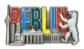 Magnet BERLIN Skyline Relief / Metall Maße: 8 x,5 x 0,5 cm Material: Metall Ausgefallener und dekorativer Magnet mit Berliner Sehenswürdigkeiten