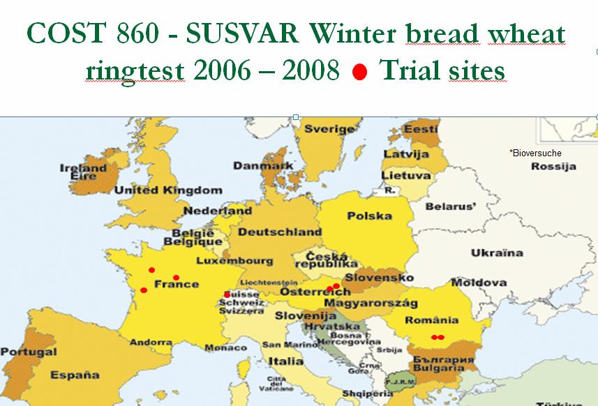 EU -COST 860 -SUSVAR Ringtest 2006-2008 36 Umgebungen - Durchschnittsertrag 1420 8666 kg/ha Ergebnis: