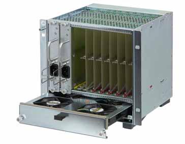 inwardly curved side panels MicroTCA chassis with hot-swap fan unit and