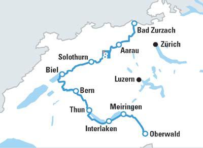 schließen Reisebeschreibung Meiringen - Bern - Solothurn - Aarau 7 Tage / 6 Nächte, 235 km (Kategorie A: 3- und 4-Sterne-Hotels oder Kategorie B: 1 x 4-Sterne und 5 x 3-Sterne-Hotels) 1.