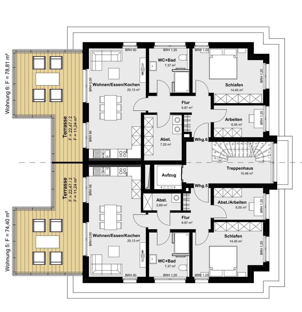 Penthouse-Wohnungen im Staffelgeschoss