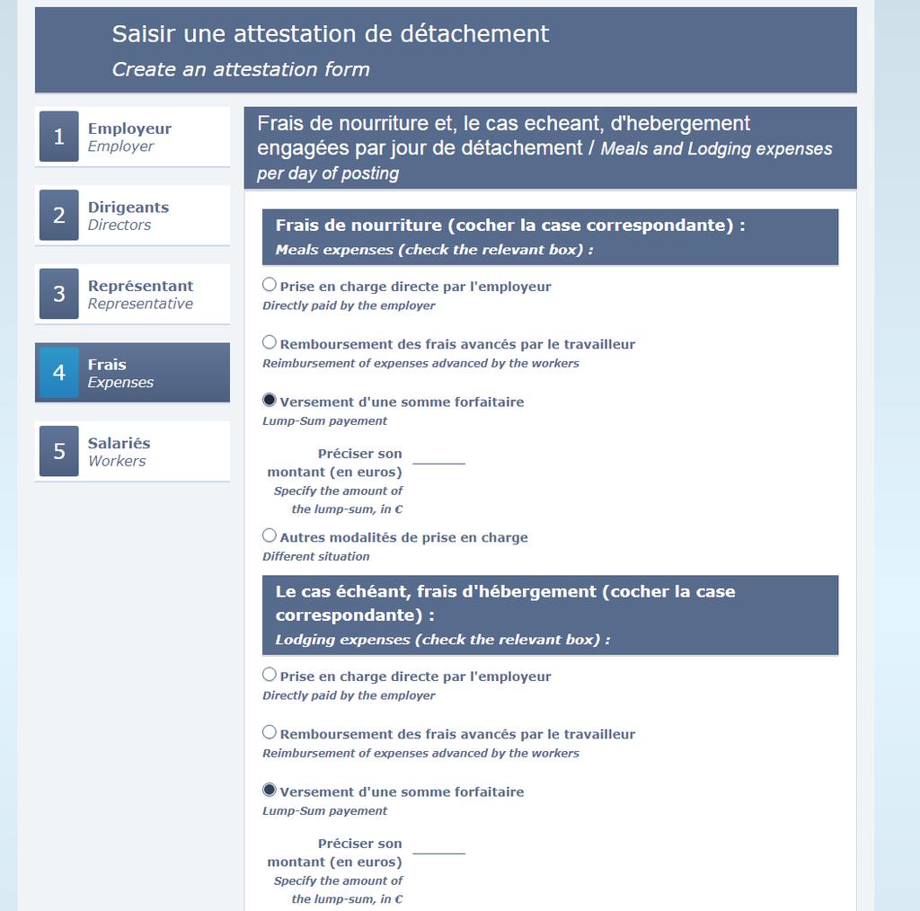 4. FRAIS (KOSTEN) Frais de nourriture et, le cas échéant, d'hébergement engagés du fait du détachement: Durch die Entsendung veranlassten Verpflegungs- und ggf.