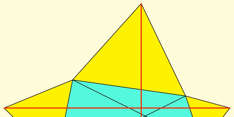 Hans Walser: Viereck 6/14 ergibt sich, dass die roten Strecken orthogonal sind. Abb.