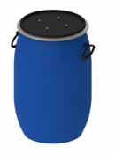 Behälter aus Kunststoff Ausführung: ND-PE, lichtundurchlässig, Blau Lieferumfang: Fass, Deckel