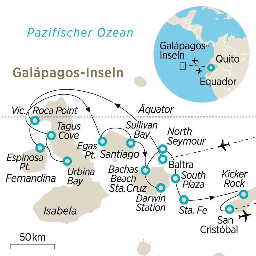 Höhepunkte der Reise Natur spüren am Vulkan Antisana Mit dem Privatcharter acht Tage lang durch die Inselwelt des Galapagos-Archipels Vorträge und Lesungen des Evolutionsbiologen Prof. Dr.