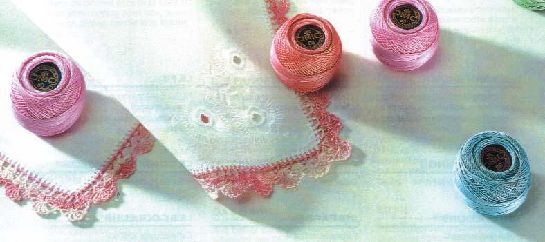 Taschentuchgarn Anwendung Das DMC- Taschentuchgarn ist das beste Garn für sehr feine Häkelarbeiten wie Taschentuchborten Deckchen, kleine Kragen,