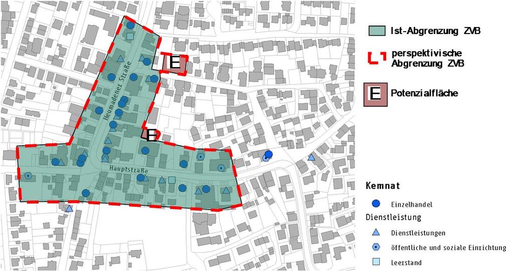 Begehung März 2011 Zentraler Versorgungsbereich Kemnat Quelle: eigene Darstellung auf Grundlage der