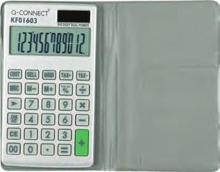 24 STK 1 10 Q-CONNECT Tischrechner KF01607 mit neigbarer 12-stelliger LCD-Anzeige, Euroumrechnung, Steuerfunktion, Tax+/-