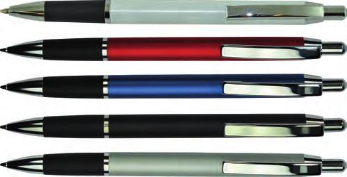 50 Kugelschreiber, Minen Kugelschreibenständer Q-CONNECT Kugelschreiber Duke mit Druckmechanik, farbiger Metallschaft, Soft-Griffzone, für Lasergravuren geeignet, Metallspitze und Clip,