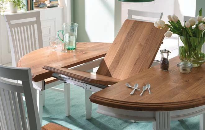 Runder Tisch mit Funktion oder ohne, Durchmesser 120 cm, Mittelverlängerungsplatte 45 cm.