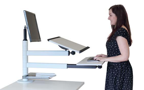 max. 90 Die desk 1-Modelle werden mit der officeplus-haftbefestigung mittels Verklebung an der Tischplatte angebracht.