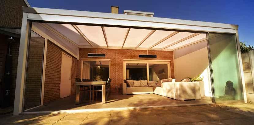 Der VERAstrip und der VERAspect bieten hochwertige Qualität, speziell entworfen für Gartenzimmer und Terrassenüberdachungen mit Glasschiebewände.