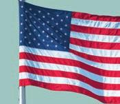 Die 7 roten und 6 weißen Streifen der USA-Flagge stehen für die 13 Gründungsstaaten des Landes.