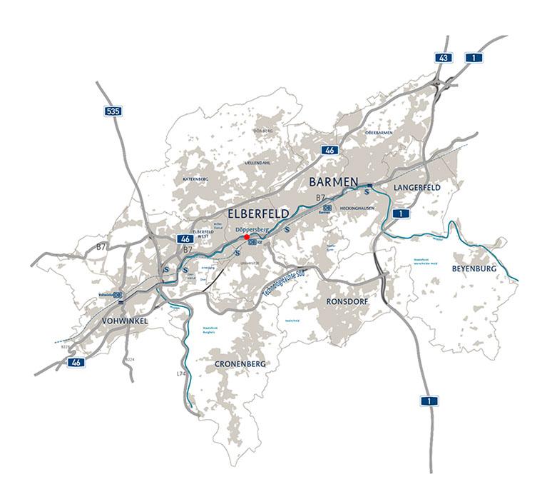 Mikro- /Makrolage - Wuppertal Mit mehr als 358.000 Einwohnern ist die Bergische Metropole die 17. größte Stadt in Deutschland.