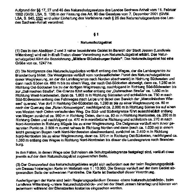 A I -84 Dokumentation 9: Verordnung NSG Mittlere Glücksburger Heide (AmtBl.