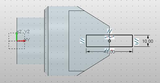 6. Aussparung Erstellen einer neuen Skizze auf der YZ-Ebene Erzeugen eines Rechtecks durch den Button der Rechteck auf