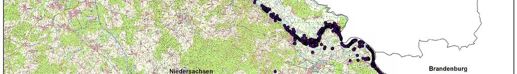 Ergebnisse der Kartierung: Anzahl und Lage der Schwarz pappeln In Niedersachsen wurden insgesamt 8.