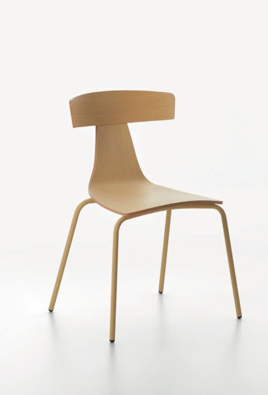 REMO wood chair metal structure Konstantin Grcic Mod. 1416-20 78 45 55 48 Scocca in compensato frassino verniciata naturale o laccata a poro aperto nei colori bianco, grigio, nero e giallo.