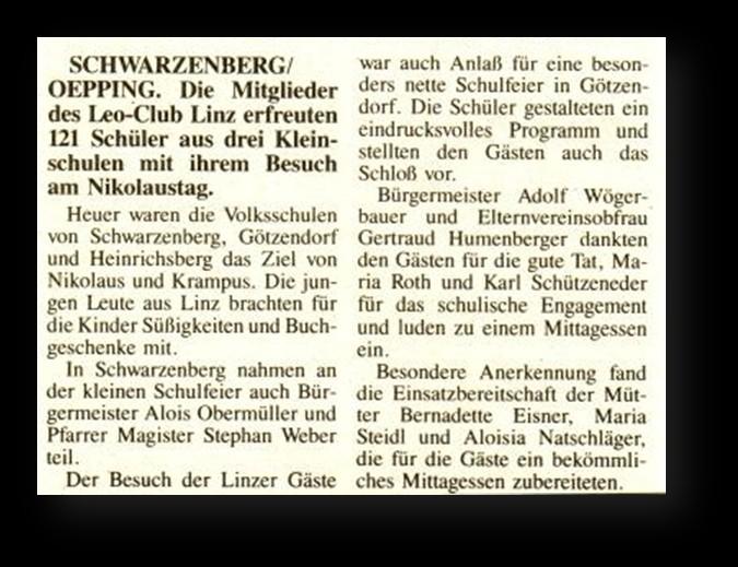 Leo Club: Bücher und Süßes für Volksschüler am 06. Dezember 1989 08.