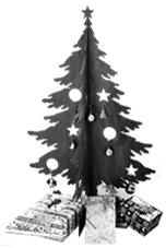 WEIHNACHTSBÄUME UND LATERNEN Weihnachtsbaum 3D zum Stecken, Höhe 140 cm Der moderne und dauerhafte Weihnachtsbaum zum Zusammenstecken aus zwei lasergeschnittenen Blechen mit sternförmiger Grundplatte