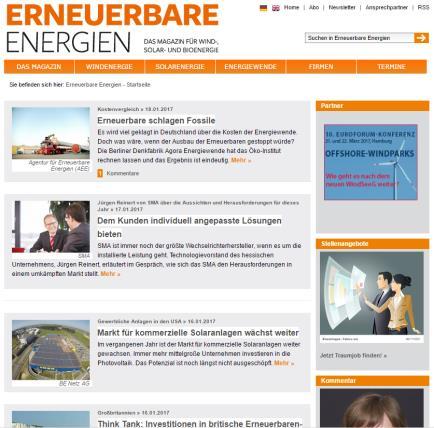 Das Onlinemagazin für Wind, Solar- und Bioenergie Factsheet ERNEUERBARE ENERGIEN erneuerbareenergien.