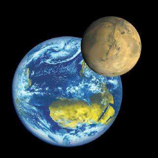 Ravenswaay Bildnummer: pl001-09 Erde und Mars im Größenvergleich